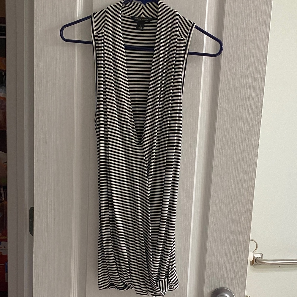 Banana Republic Black and White Striped Sleeveless Top
